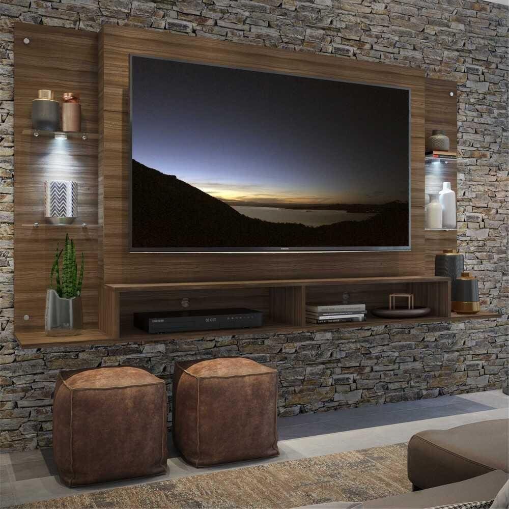 Painel TV 60" com 2 Leds e Prateleiras de Vidro Vegas Multimóveis
