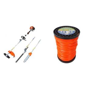 Kit de Roçadeira Lateral Multifuncional e rolo de fio de nylon 3mm 226 Metros Vulcan Trent Laranja