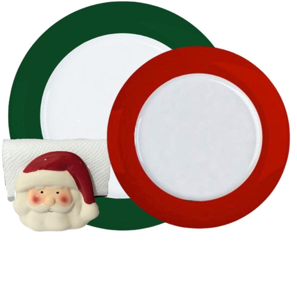 Jogo 12un Pratos Rasos e Sobremesa Versa Natal Porcelana Germer