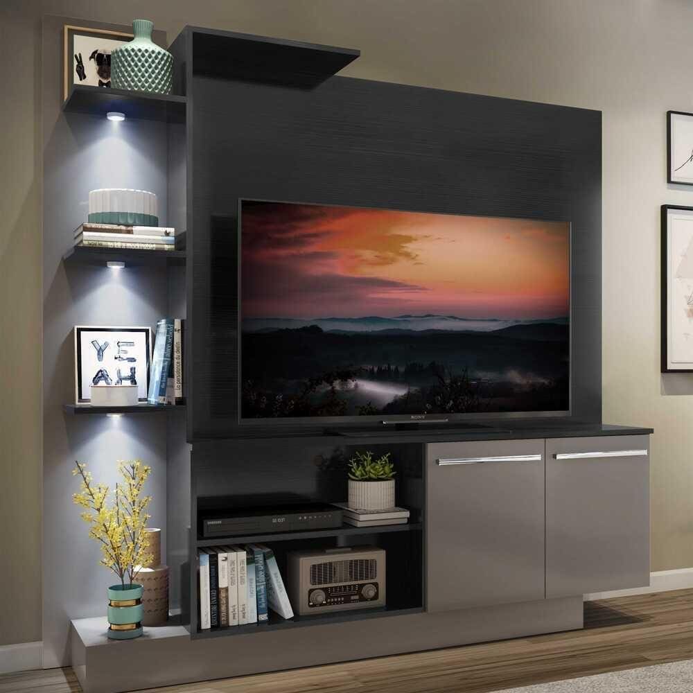 Estante c/ 3 Leds Painel TV 55" e 2 portas Dallas Multimóveis