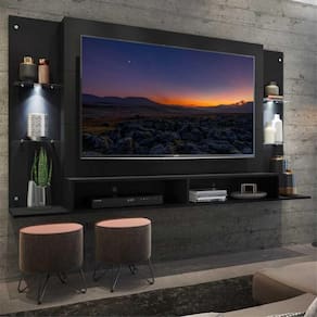 Painel TV 60" com 2 Leds e Prateleiras de Vidro Vegas Multimóveis