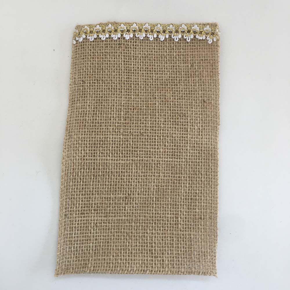 SACOS DE JUTA COM GALÃO OURO 0,11 x 0,20 m C/ 5 PEÇAS
