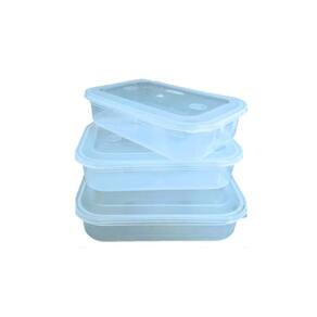 Conjunto pote retangular raso pequeno com 3 Peças - 500 ML