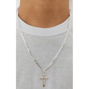Corrente Italiana Prata 925 Maciça Masculina 70cm+ Crucifixo
