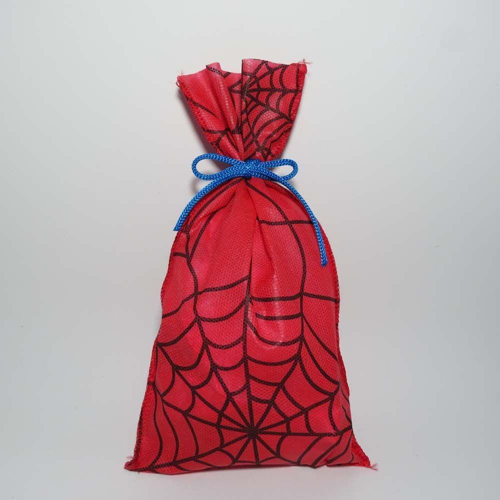 SACO PARA LEMBRANCINHA ESTAMPADO VERMELHO TEIA  0,13X 0,25 m