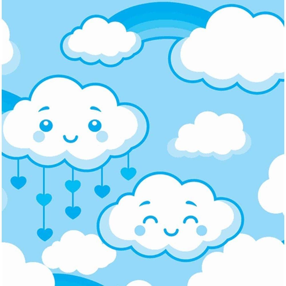 TOALHA TNT ESTAMPADA CHUVA AMOR AZUL 0,68 X 0,68 m C/ 5 PEÇAS