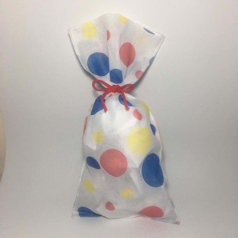 SACO PARA LEMBRANCINHA ESTAMPADO BRANCO BOLAS COLORIDAS 0,13X 0,25 m