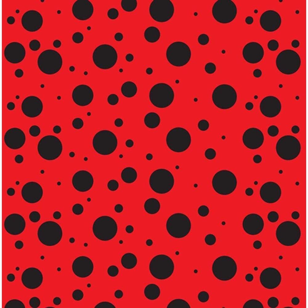 TOALHA TNT ESTAMPADA VERMELHO BOLA PRETA 2,18 X 1,38 m