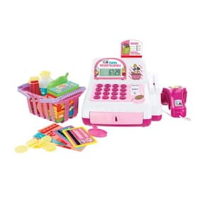 Caixa Registradora Infantil Moeda Cartão Dinheiro - Rosa