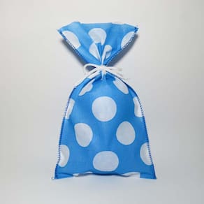 SACO PARA LEMBRANCINHA AZUL BOLA BRANCO 0,13X 0,25 m