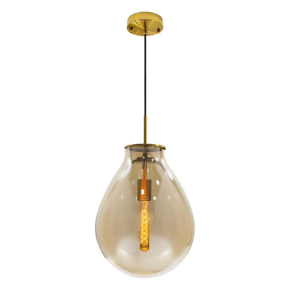 Pendente Caju Cúpula Vidro 30cm Bella + Lâmpada T30 110V St1882
