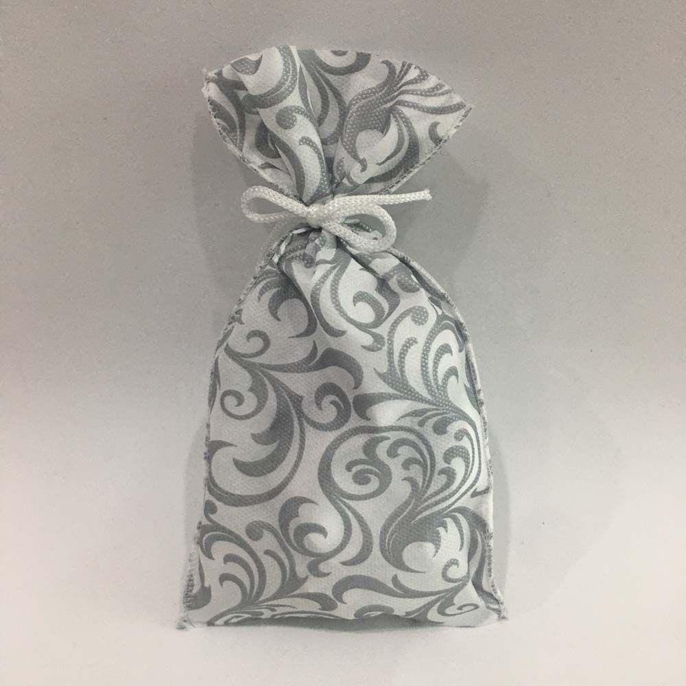 SACO PARA LEMBRANCINHA ESTAMPADO ARABESCO PRATA 0,13X 0,25 m