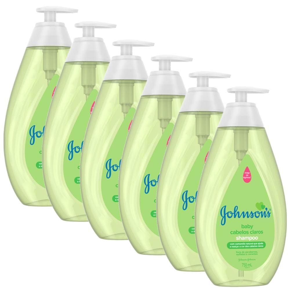 KIT 6 Shampoos Johnson`s Baby Cabelos Claros 750ml