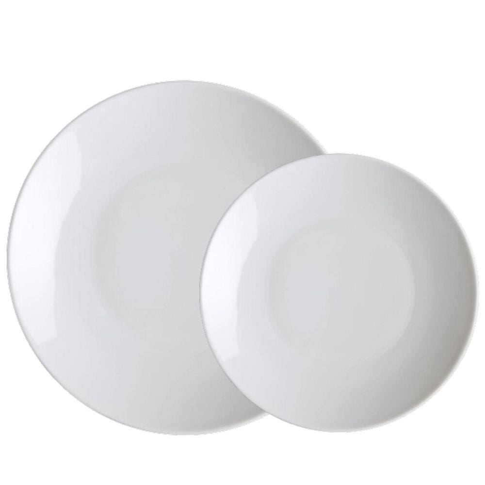 Jogo 12un Pratos Rasos e Sobremesa Melamine Branca White Plaza Yazi