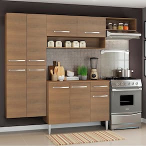 Cozinha Completa Emilly Fit com Armário, Balcão e Paneleiro Suspenso