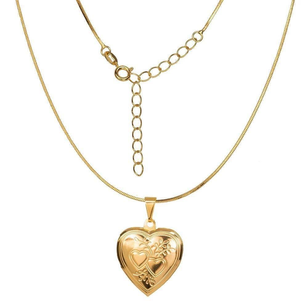 Corrente Feminina 50Cm 1Mm Relicario 2Cm Folheado Ouro Cr219