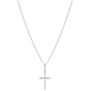 Corrente Cordão Masculino Pìastrine 70cm Pingente Crucifixo Prata 925