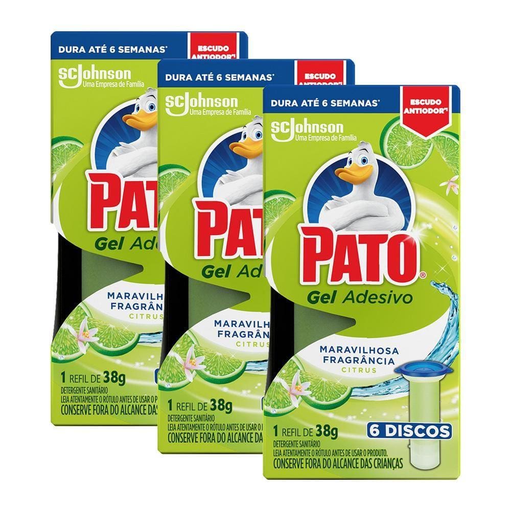 Kit 18 Refil Sanitário Pato Gel Adesivo Citrus 38g