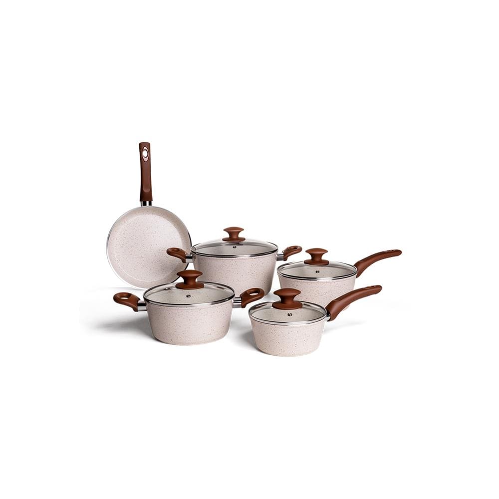 Conjunto Panelas 5 Peças Brinox Ceramic Life Optima Com Indução Vanilla