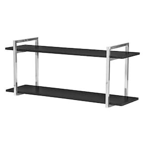 Nicho Sala e Quarto Cromado com Prateleiras Preto 80cm