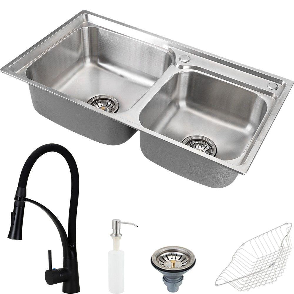 Cuba Para Cozinha Pia Dupla Com Acessórios Ticunas E Torneira Monocomando Gourmet Solimões Matt Pingoo.casa