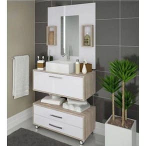 Conjunto Gabinete Banheiro Completo Cuba Painel Balcão + Garantia