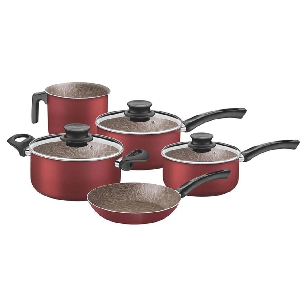 Jogo de Panelas Tramontina Paris Texture Vermelho 5 Peças