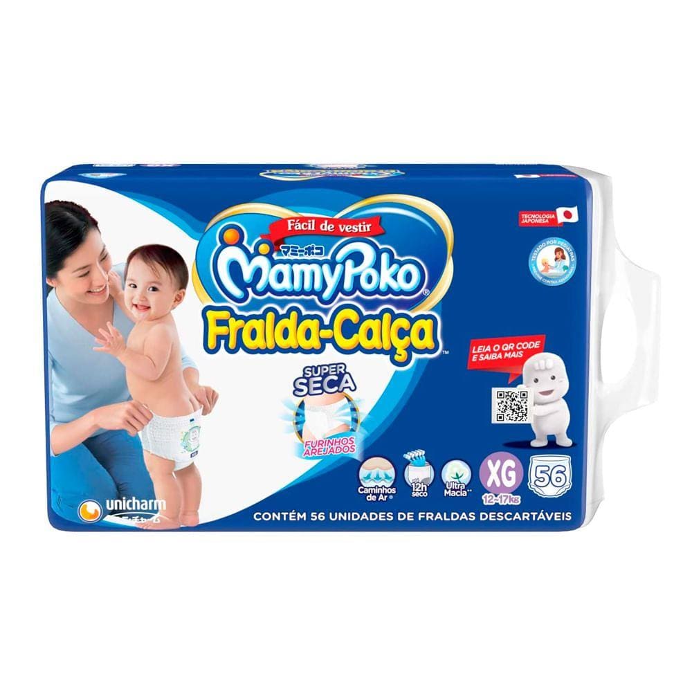 Fralda Calça MamyPoko Super Seca Tamanho XG 56 Fraldas Descartáveis