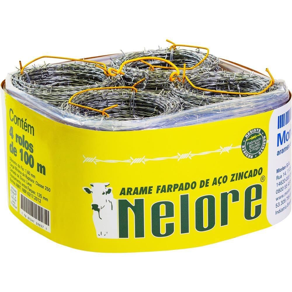 Arame Farpado Nelore Fio 16 1,60mm 250Kgf 100m Embalagem c/ 4 unidades