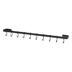 Porta Utensílios e Talheres de Parede 80cm 15 Ganchos Preto