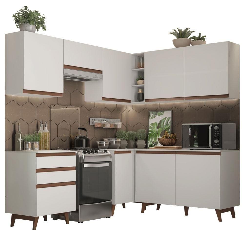 Cozinha Completa De Canto Madesa Reims 392001 Branco
