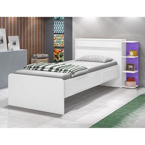 Cama Solteiro JA Móveis Jade Baú 2 Gavetas Branca/Lilás