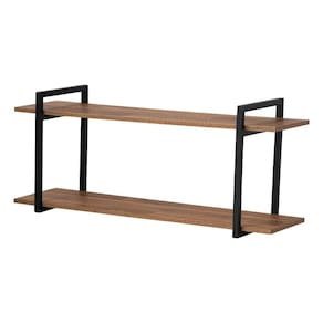 Nicho Cozinha Preto com Prateleiras Amadeirado 120cm