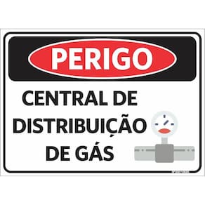 Placa Sinalização Perigo - Central de distribuição de gás