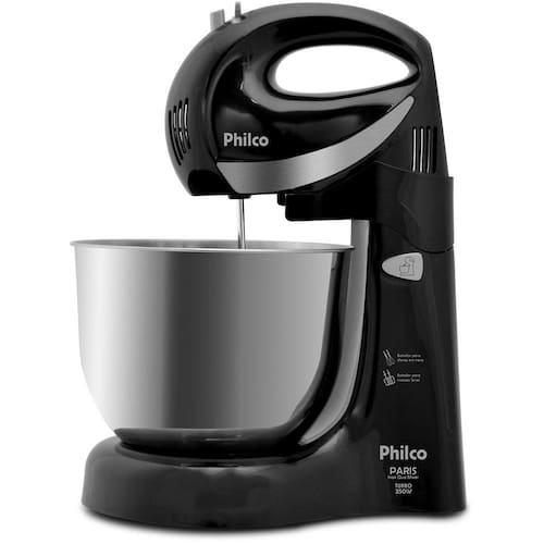 imagem-Batedeira Philco Paris Inox Duo Mixer Turbo Preto - 110V
