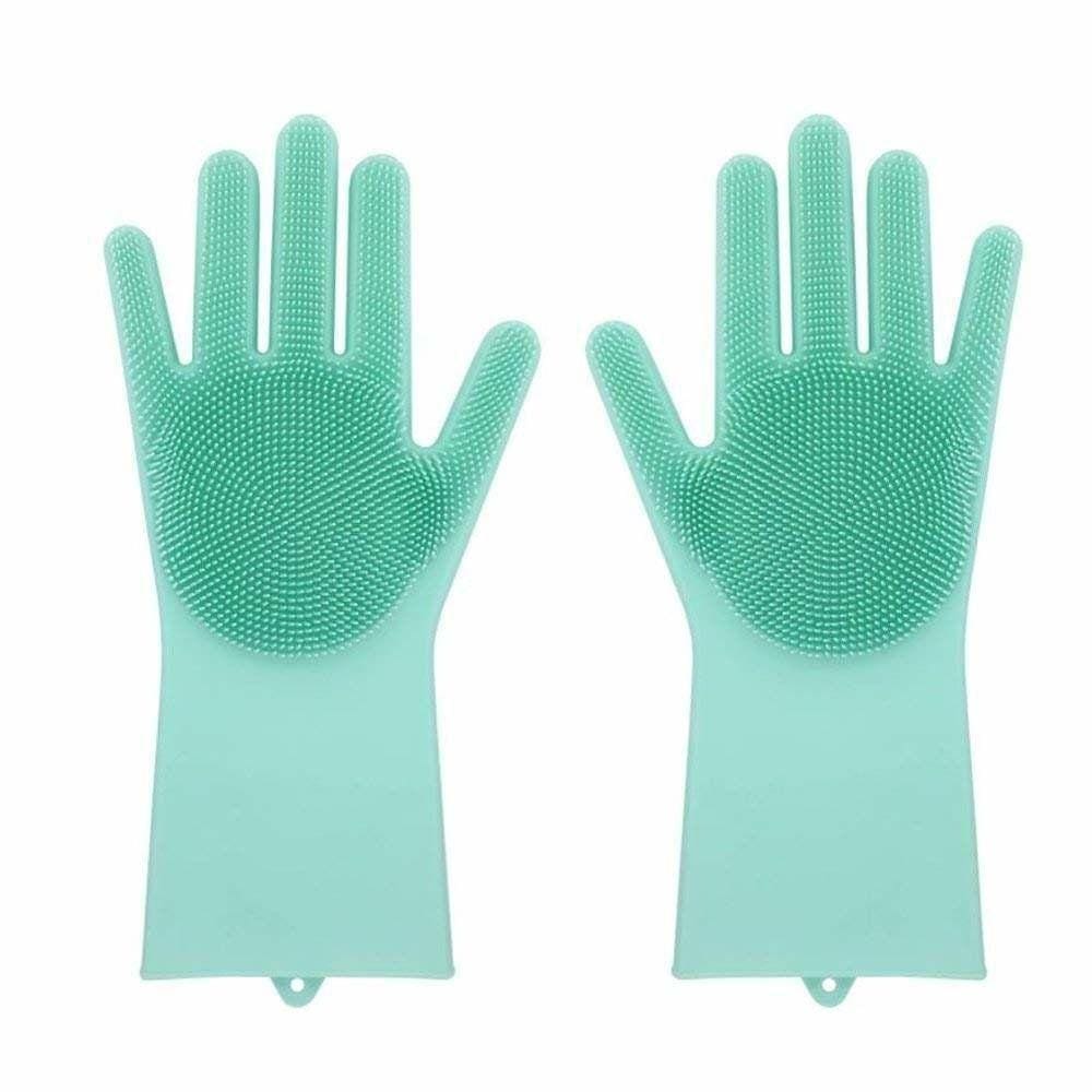 Luvas Lava Louça Silicone Macio Massagem Pet Frutas Lavagem