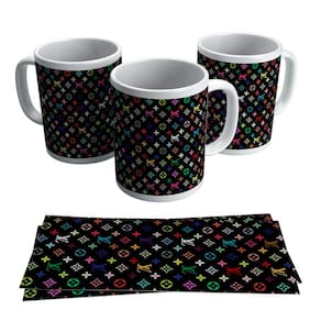 Caneca Porcelana Divertida Marca Louis Vuitton LV Colorida
