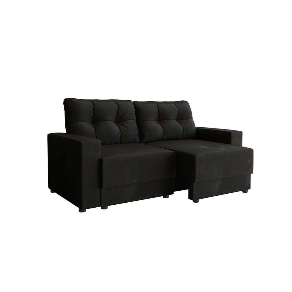 Sofá 2 Lugares Retrátil Lubeck Suede Preto 140 cm