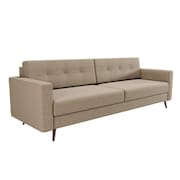 Sofá 3 Lugares Living Pé Palito Linho Cotton Bege 210 cm