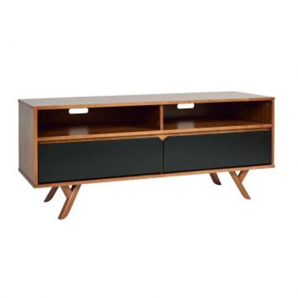 Rack Ipiranga Madeira Maciça Mel e Preto 120 cm
