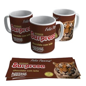 Caneca Páscoa Chocolate Surpresa Presente Criança Barra
