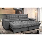 Sofá Retrátil e Reclinável 3,12m com Molas Ensacadas Cama inBox Aconchego Tecido Suede Cinza