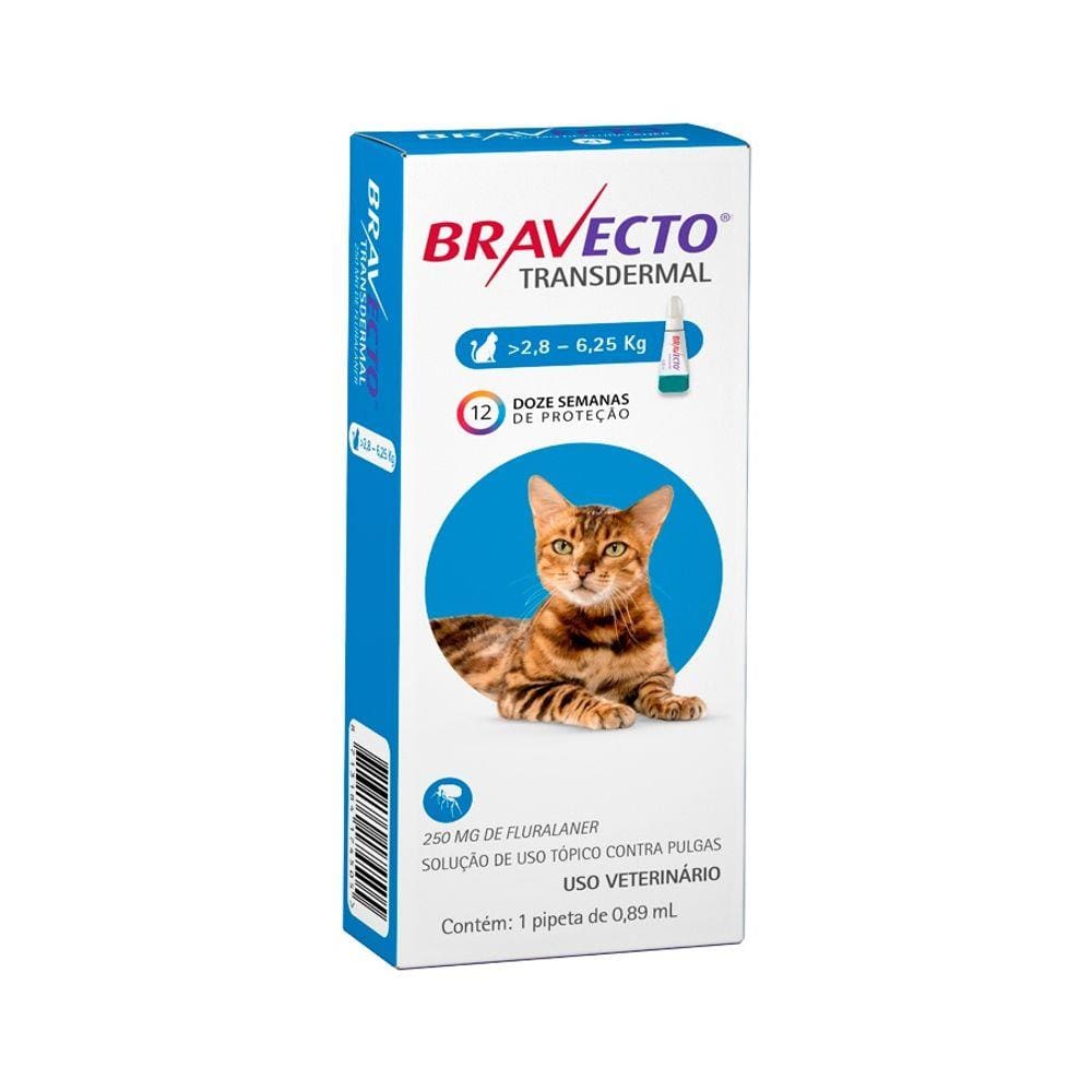 Antipulgas MSD Bravecto Transdermal 250mg para Gatos de 2,8 a 6,25Kg - 1 pipeta