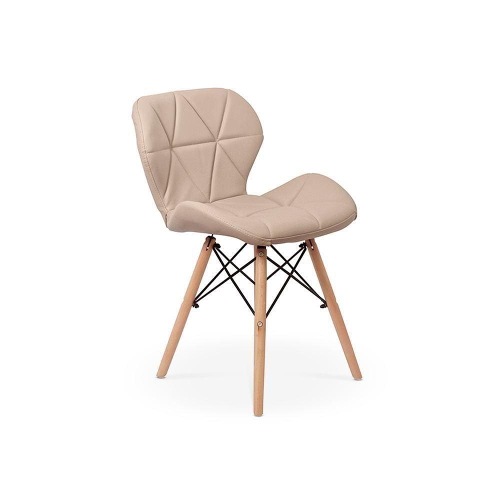 Cadeira Charles Eames Eiffel Slim Wood Estofada Nude