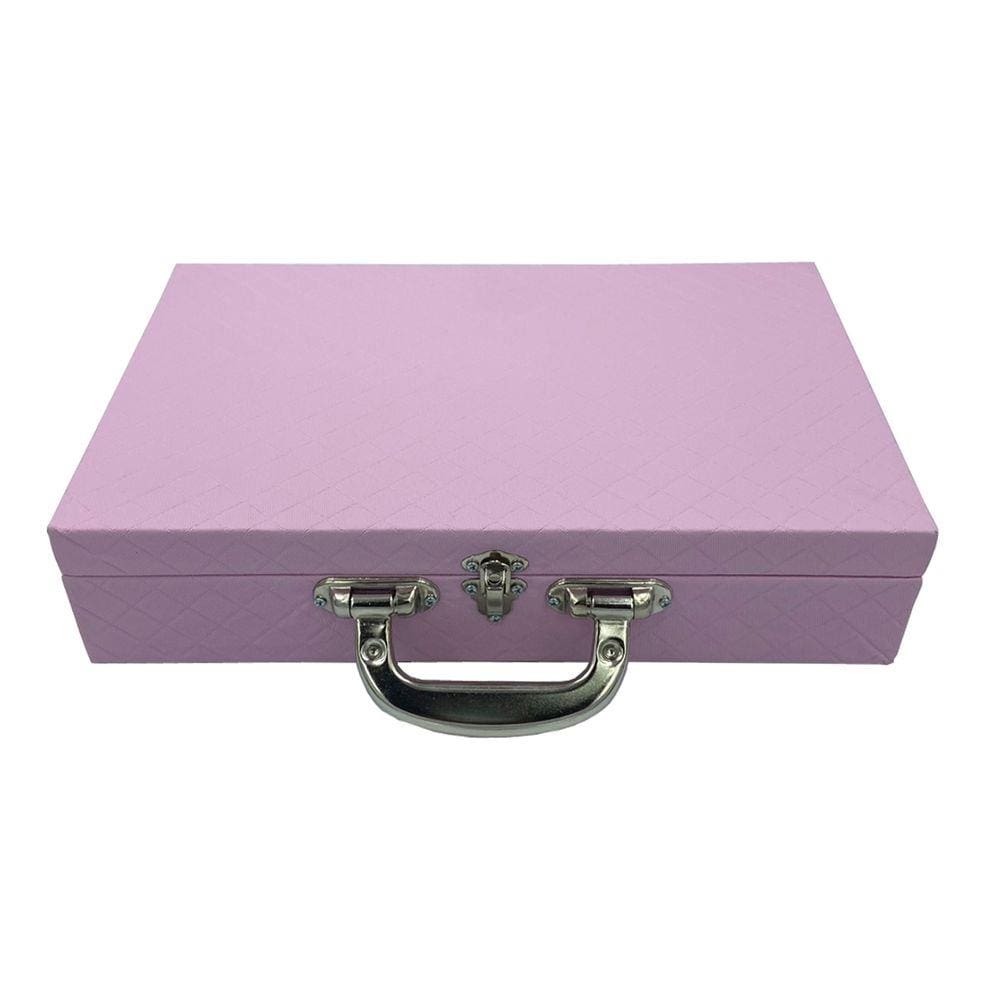 Estojo Duplo Grande Rosa Com Interno Pink Maleta Para Joias