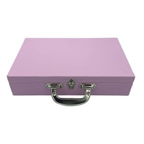 Estojo Duplo Grande Rosa Com Interno Pink Maleta Para Joias