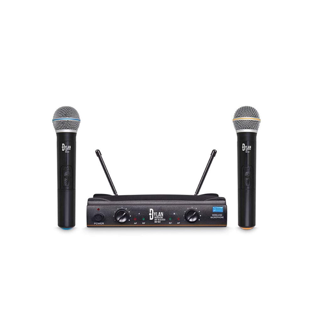 Microfone sistema sem fio Uhf com 02 bastoes Dw602 Dylan