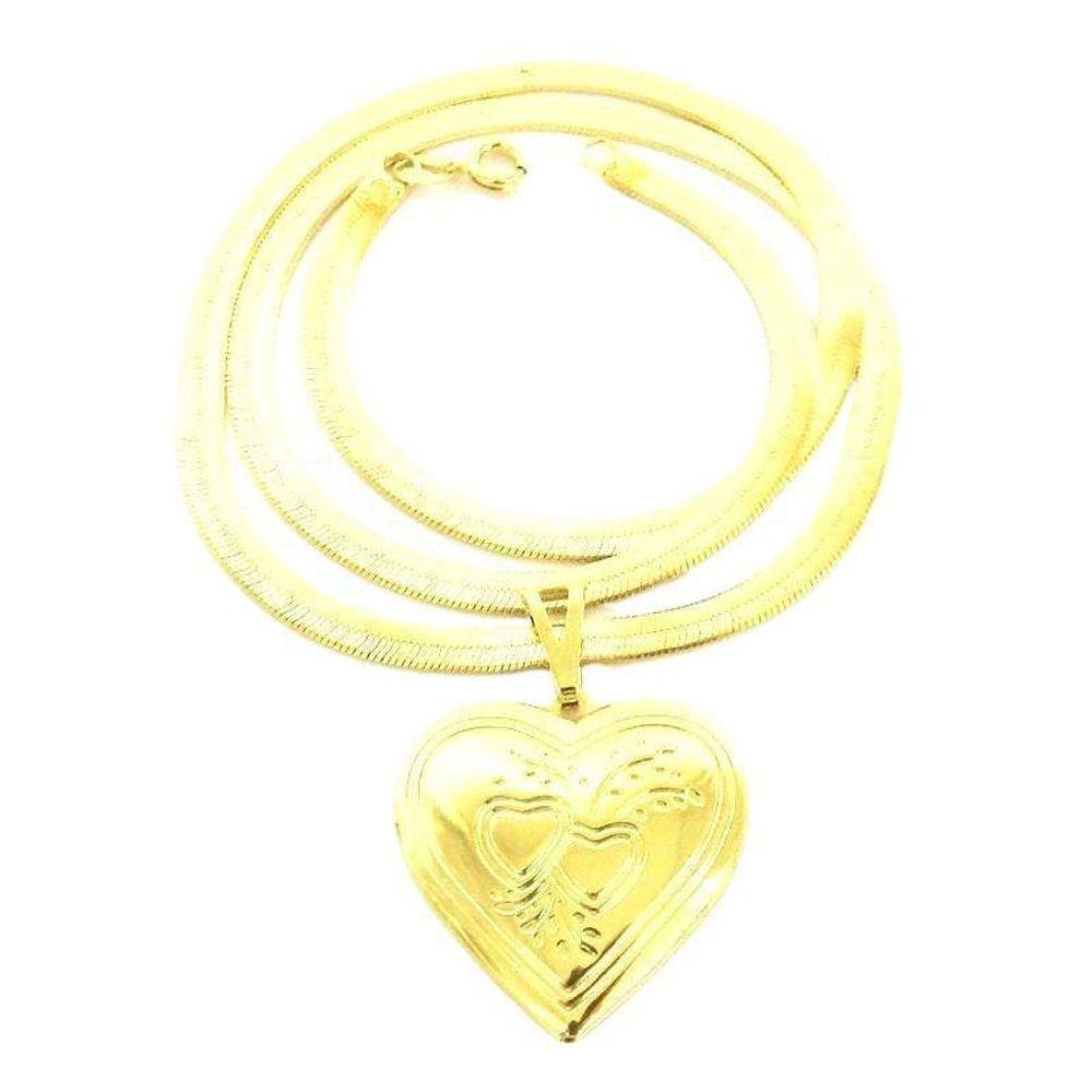 Corrente Feminina 45/50Cm 4Mm Relicario Folheado Ouro Cr559