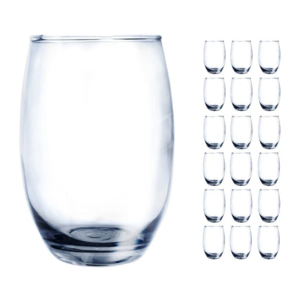 18 Copos de Vidro Bellagio Redondo 450ml Grande Mesa Transp