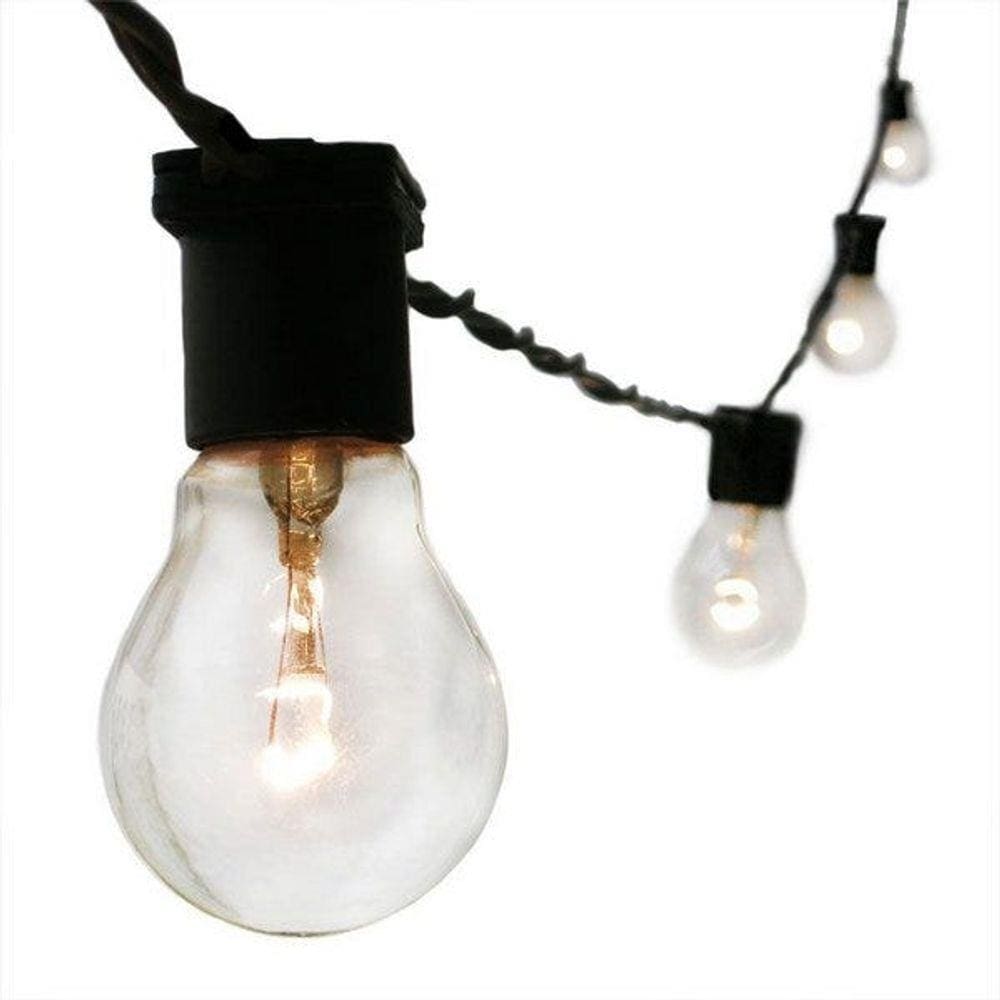 Cordão String Light Varal Preto 20 Lâmpadas 10M Uso Externo